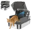 PawHut Katzenklo Edelstahl mit Deckel XXL Katzentoilette Produktbild-Vorschau 1