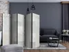 A room divider is placed in a living room setting, next to a sofa and coffee table. Náhled obrázku produktu
