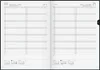 An open diary or planner showing a daily schedule for April 20th and April 21st. Produktbild-Vorschau