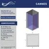 Diagrams and specifications for a shower cabin. Produktbild-Vorschau