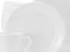 A close-up view of white ceramic dishes, including plates, bowls, and a mug, stacked and arranged. Produktbild-Vorschau