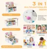 A collage of images showing a children's 3-in-1 table and chair set in different configurations and children using it for various activities. Anteprima dell’immagine prodotto