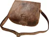 A brown leather messenger bag with a deer embossed on the front. Podgląd zdjęcia produktu