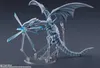 A white dragon action figure with blue energy effects, posed in an attack stance on a display stand. Produktbild-Vorschau