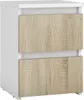 A white and wood-grain bedside table with two drawers. Produktbild-Vorschau
