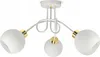 A white ceiling lamp with three glass globes and gold accents. Podgląd zdjęcia produktu