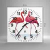 Wanduhr - Quadrat - Glasuhr - Flamingos Rosa Paar - 40x40cm Produktbild-Vorschau 3