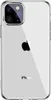 A clear, studio shot of the back of a transparent iPhone 11 Pro Max case, showing the Apple logo and the iPhone text. Produktbild-Vorschau