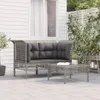 vidaXL 3-tlg. Garten-Lounge-Set mit Kissen Grau Poly Rattan Produktbild-Vorschau 2
