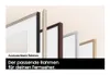 A display of several interchangeable frames for a television, showcasing different colors and styles. Produktbild-Vorschau