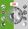 A split image comparing two types of brush cutters, with close-up details of each. Podgląd zdjęcia produktu