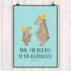 Mr. & Mrs. Panda Bild Bären mit Hut DIN A4 - Türkis Pastell Produktbild-Vorschau 2