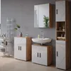 A modern bathroom vanity set with a sink, mirror, and storage cabinets. Náhled obrázku produktu