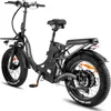 A black electric bicycle with fat tires is shown against a white background. Produktbild-Vorschau
