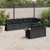 Design 8-tlg. Garten-Sofagarnitur mit Kissen Schwarz Poly Produktbild-Vorschau 1