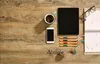 A desk with office supplies. Produktbild-Vorschau
