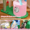 A collage of images showing a cat tree with different features and cats interacting with it. Podgląd zdjęcia produktu