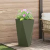 vidaXL Fioriera 2 pezzi Verde oliva 40 x 40 x 75 cm Acciaio Anteprima dell’immagine prodotto 4