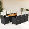 The Living Store 9-tlg. Garten-Essgruppe mit Kissen Schwarz Produktbild-Vorschau 2