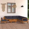 9-tlg. Garten-Lounge-Set mit Dunkelgrauen Auflagen Produktbild-Vorschau 2