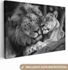 MuchoWow® - Leinwandbilder - Löwen - Tiere - Schwarz - Weiß Produktbild-Vorschau 1