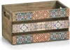 ZELLER Dřevěná bedýnka Imitace mozaika 24x16x13,5cm Náhled obrázku produktu 1