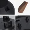 A collage of four close-up images showing details of a black planter pot and a brown insert. Náhled obrázku produktu