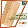 A wooden tabletop with certifications and branding. Produktbild-Vorschau