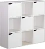 A white cube storage unit with nine compartments, some of which have doors. Náhľad obrázku produktu