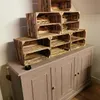 6er Vintage Holzkisten Geflammte mit Regalbrett - 40x30x24 Produktbild-Vorschau 3