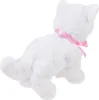 A white plush cat with a pink ribbon around its neck, shown from a side angle against a white background. Náhľad obrázku produktu