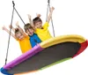Three children are happily swinging on a colorful nest swing. Anteprima dell’immagine prodotto