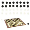 A checkers board game with pieces arranged on the board and a separate pile of pieces. Podgląd zdjęcia produktu