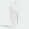 The sole of a white Adidas sneaker with black stripes is shown. Produktbild-Vorschau