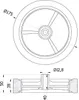 Technical drawing of a wheel with dimensions. Anteprima dell’immagine prodotto