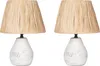 BELIANI Tischlampe Weiß und Naturfarben Keramik Vasenform Produktbild-Vorschau 1