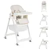 A white high chair with beige padding and rose gold accents, shown from the front. Náhled obrázku produktu