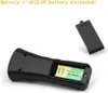 The back of a black flashlight with the battery compartment open, showing a 9V battery inside. The battery cover is off and positioned above the flashlight. Podgląd zdjęcia produktu