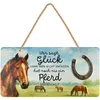LANOLU Retro Blechschild Pferd Glück anfassen, Geschenk für Produktbild-Vorschau 1