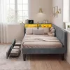UnboxG gestoffeerd bed 90x200 cm, fluweel, met 2 lades, Productafbeelding-voorbeeld 3