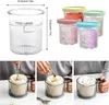 A collage of images showing ice cream containers and the process of making ice cream. Produktbild-Vorschau