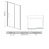 Technical drawings and a size chart for a shower door. Anteprima dell’immagine prodotto