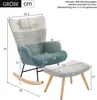 A rocking chair and ottoman with dimensions and measurements shown. Produktbild-Vorschau