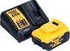 A DeWALT battery charger and an 18V 5Ah battery. Náhled obrázku produktu