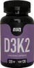 A product shot of a bottle of ESN Vitamin D3+K2 supplements. Produktbild-Vorschau