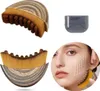 A collage of images showing a makeup brush, its cap, and a woman using it on her face. Anteprima dell’immagine prodotto