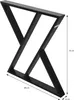 A black metal table leg with dimensions indicated. Náhled obrázku produktu