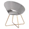 A grey velvet chair with gold metal legs, shown from a side-rear angle on a white background. Produktbild-Vorschau