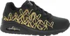 A side view of a black Skechers sneaker with gold heart detailing. Voir les images du produit