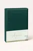 A folded dark green satin fitted sheet is presented upright against a plain white background. Produktbild-Vorschau